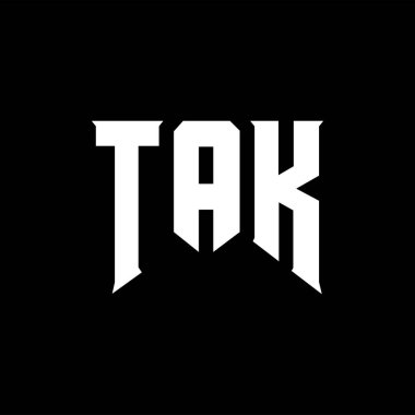 Teknoloji şirketi için TAK mektup logosu tasarımı. TAK logo tasarımı siyah-beyaz renk kombinasyonu. TAK logosu, TAK vektörü, TAK tasarımı, TAK simgesi, TAK alfabesi. TAK tipografi logosu tasarımı.