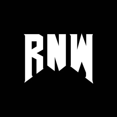 Teknoloji şirketi için RNW harf logosu tasarımı. RNW logo tasarımı siyah ve beyaz renk kombinasyonu. RNW logosu, RNW vektörü, RNW tasarımı, RNW simgesi, RNW alfabesi. RNW tipografi logosu tasarımı.