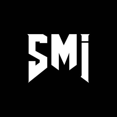 Teknoloji şirketi için SMI harf logosu tasarımı. SMI logo tasarımı siyah ve beyaz renk kombinasyonu. SMI logosu, SMI vektörü, SMI tasarımı, SMI simgesi, SMI alfabesi. SMI tipografi logosu tasarımı.