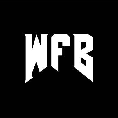 Teknoloji şirketi için WFB mektup logosu tasarımı. WFB logo tasarımı siyah ve beyaz renk kombinasyonu. WFB logosu, WFB vektörü, WFB tasarımı, WFB simgesi, WFB alfabesi. WFB tipografi logosu tasarımı.