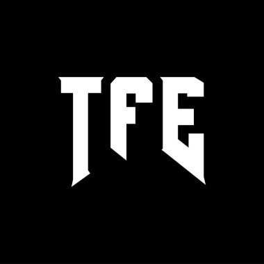 Teknoloji şirketi için TFE mektup logosu tasarımı. TFE logo tasarımı siyah ve beyaz renk kombinasyonu. TFE logosu, TFE vektörü, TFE tasarımı, TFE simgesi, TFE alfabesi. TFE tipografi logosu tasarımı.