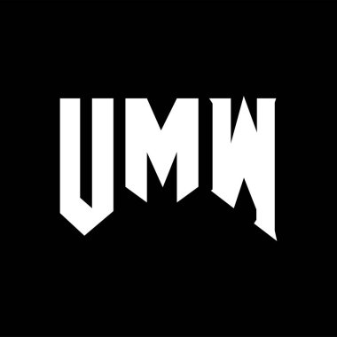 Teknoloji şirketi için UMW harf logosu tasarımı. UMW logo tasarımı siyah ve beyaz renk kombinasyonu. UMW logosu, UMW vektörü, UMW tasarımı, UMW simgesi, UMW alfabesi. UMW tipografi logosu tasarımı.