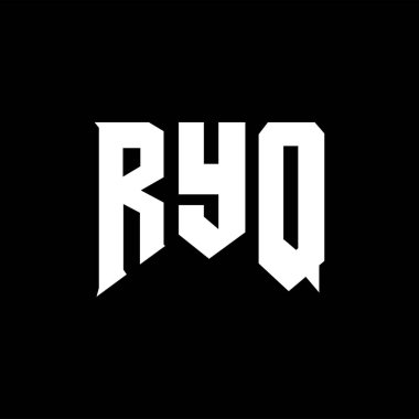 Teknoloji şirketi için RYQ harf logosu tasarımı. RYQ logo tasarımı siyah ve beyaz renk kombinasyonu. RYQ logosu, RYQ vektörü, RYQ tasarımı, RYQ simgesi, RYQ alfabesi. RYQ tipografi logosu tasarımı.