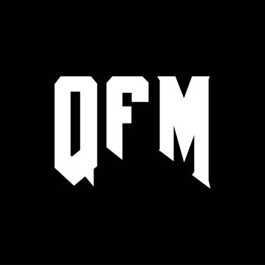 Teknoloji şirketi için QFM harf logosu tasarımı. QFM logo tasarımı siyah ve beyaz renk kombinasyonu. QFM logosu, QFM vektörü, QFM tasarımı, QFM simgesi, QFM alfabesi. QFM tipografi logosu tasarımı.