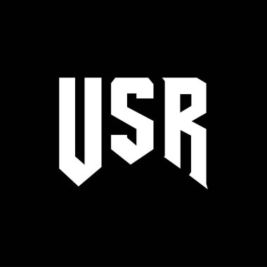 Teknoloji şirketi için USR harf logosu tasarımı. USR logo tasarımı siyah-beyaz renk kombinasyonu. USR logosu, USR vektörü, USR tasarımı, USR simgesi, USR alfabesi. USR tipografi logosu tasarımı.