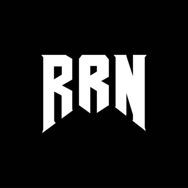 Teknoloji şirketi için RRN harf logosu tasarımı. RRN logo tasarımı siyah ve beyaz renk kombinasyonu. RRN logosu, RRN vektörü, RRN tasarımı, RRRN simgesi, RRN alfabesi. RRN tipografi logosu tasarımı.