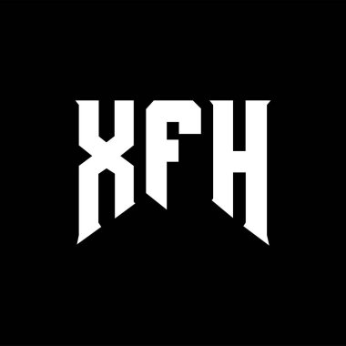 Teknoloji şirketi için XFH harf logosu tasarımı. XFH logosu siyah ve beyaz renk kombinasyonu tasarladı. XFH logosu, XFH vektörü, XFH tasarımı, XFH simgesi, XFH alfabesi. XFH tipografi logosu tasarımı.