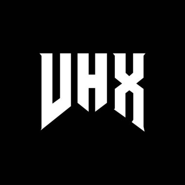 Teknoloji şirketi için VHX harf logosu tasarımı. VHX logo tasarımı siyah ve beyaz renk kombinasyonu. VHX logosu, VHX vektörü, VHX tasarımı, VHX simgesi, VHX alfabesi. VHX tipografi logosu tasarımı.