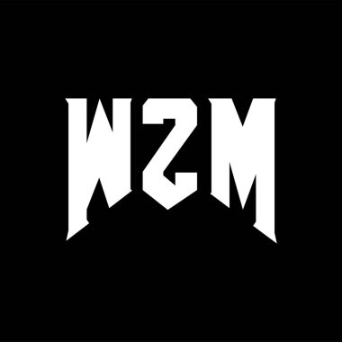 Teknoloji şirketi için WZM mektup logosu tasarımı. WZM logo tasarımı siyah ve beyaz renk kombinasyonu. WZM logosu, WZM vektörü, WZM tasarımı, WZM simgesi, WZM alfabesi. WZM tipografi logosu tasarımı.