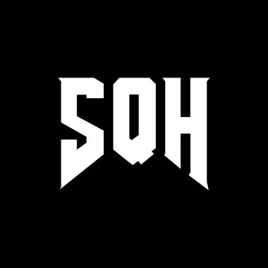 Teknoloji şirketi için SQH harf logosu tasarımı. SQH logo tasarımı siyah ve beyaz renk kombinasyonu. SQH logosu, SQH vektörü, SQH tasarımı, SQH simgesi, SQH alfabesi. SQH tipografi logosu tasarımı.