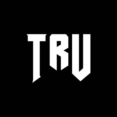 Teknoloji şirketi için TRU mektup logosu tasarımı. TRU logo tasarımı siyah-beyaz renk kombinasyonu. TRU logosu, TRU vektörü, TRU tasarımı, TRU simgesi, TRU alfabesi. TRU tipografi logosu tasarımı.