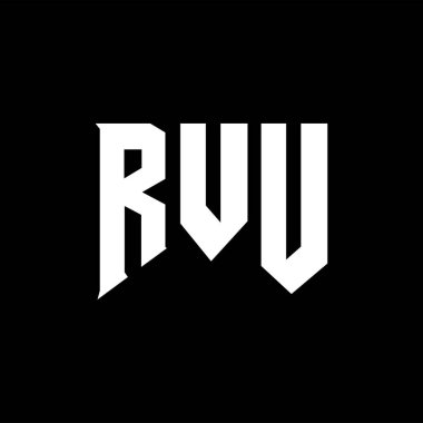 Teknoloji şirketi için RVU mektup logosu tasarımı. RVU logo tasarımı siyah-beyaz renk kombinasyonu. RVU logosu, RVU vektörü, RVU tasarımı, RVU simgesi, RVU alfabesi. RVU tipografi logosu tasarımı.