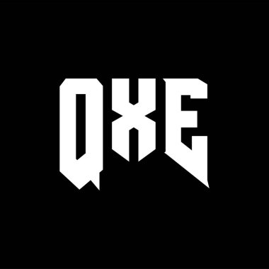 Teknoloji şirketi için QXE harf logosu tasarımı. QXE logo tasarımı siyah ve beyaz renk kombinasyonu. QXE logosu, QXE vektörü, QXE tasarımı, QXE simgesi, QXE alfabesi. QXE tipografi logosu tasarımı.