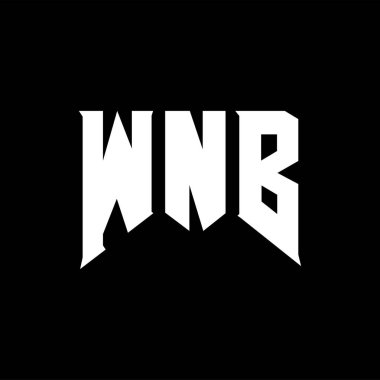 Teknoloji şirketi için WNB harf logosu tasarımı. WNB logo tasarımı siyah ve beyaz renk kombinasyonu. WNB logosu, WNB vektörü, WNB tasarımı, WNB simgesi, WNB alfabesi. WNB tipografi logosu tasarımı.