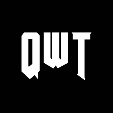 Teknoloji şirketi için QWT harf logosu tasarımı. QWT logo tasarımı siyah ve beyaz renk kombinasyonu. QWT logosu, QWT vektörü, QWT tasarımı, QWT simgesi, QWT alfabesi. QWT tipografi logosu tasarımı.