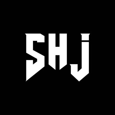 Teknoloji şirketi için SHJ mektup logosu tasarımı. SHJ logo tasarımı siyah ve beyaz renk kombinasyonu. SHJ logosu, SHJ vektörü, SHJ tasarımı, SHJ simgesi, SHJ alfabesi. SHJ tipografi logosu tasarımı.