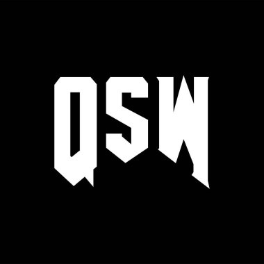 Teknoloji şirketi için QSW harf logosu tasarımı. QSW logo tasarımı siyah ve beyaz renk kombinasyonu. QSW logosu, QSW vektörü, QSW tasarımı, QSW simgesi, QSW alfabesi. QSW tipografi logosu tasarımı.