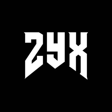 Teknoloji şirketi için ZYX harf logosu tasarımı. ZYX logo tasarımı siyah ve beyaz renk kombinasyonu. ZYX logosu, ZYX vektörü, ZYX tasarımı, ZYX simgesi, ZYX alfabesi. ZYX tipografi logosu tasarımı.