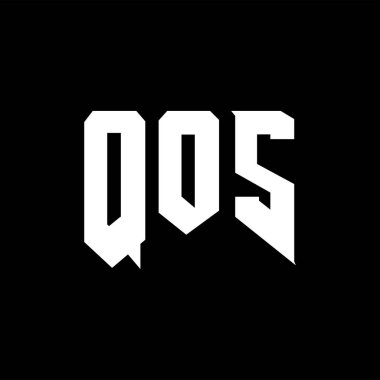 Teknoloji şirketi için QOS harf logosu tasarımı. QOS logo tasarımı siyah ve beyaz renk kombinasyonu. QOS logosu, QOS vektörü, QOS dizaynı, QOS simgesi, QOS alfabesi. QOS tipografi logosu tasarımı.