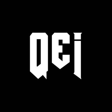Teknoloji şirketi için QEI harf logosu tasarımı. QEI logo tasarımı siyah ve beyaz renk kombinasyonu. QEI logosu, QEI vektörü, QEI tasarımı, QEI simgesi, QEI alfabesi. QEI tipografi logosu tasarımı.