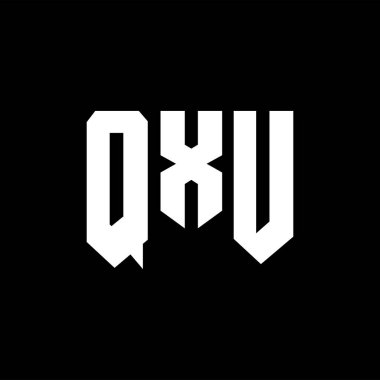 Teknoloji şirketi için QXU harf logosu tasarımı. QXU logo tasarımı siyah-beyaz renk kombinasyonu. QXU logosu, QXU vektörü, QXU dizaynı, QXU simgesi, QXU alfabesi. QXU tipografi logosu tasarımı.