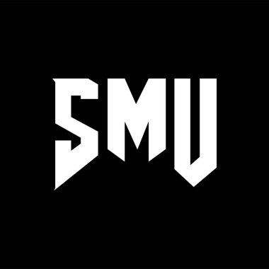 Teknoloji şirketi için SMU mektup logosu tasarımı. SMU logo tasarımı siyah-beyaz renk kombinasyonu. SMU logosu, SMU vektörü, SMU dizaynı, SMU simgesi, SMU alfabesi. SMU tipografi logosu tasarımı.