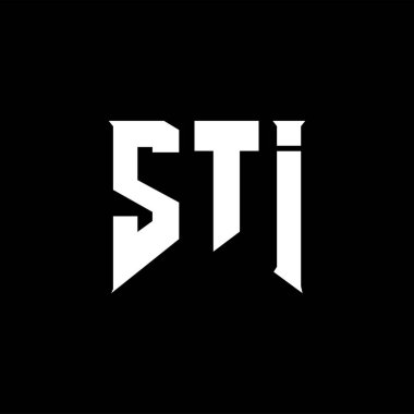 Teknoloji şirketi için STI mektup logosu tasarımı. STI logo tasarımı siyah ve beyaz renk kombinasyonu. STI logosu, STI vektörü, STI tasarımı, STI simgesi, STI alfabesi. STI tipografi logosu tasarımı.