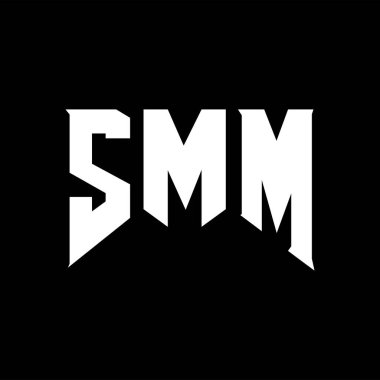 Teknoloji şirketi için SMM mektup logosu tasarımı. SMM logo tasarımı siyah ve beyaz renk kombinasyonu. SMM logosu, SMM vektörü, SMM tasarımı, SMM simgesi, SMM alfabesi. SMM tipografi logosu tasarımı.