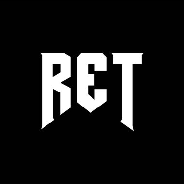 Teknoloji şirketi için RET mektup logosu tasarımı. Kırmızı logo siyah-beyaz renk kombinasyonu tasarladı. Kırmızı logo, kırmızı vektör, kırmızı tasarım, kırmızı simge, kırmızı alfabe. RET tipografi logosu tasarımı.