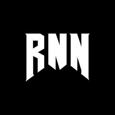 Teknoloji şirketi için RNN harf logosu tasarımı. RNN logo tasarımı siyah ve beyaz renk kombinasyonu. RNN logosu, RNN vektörü, RNN tasarımı, RNN simgesi, RNN alfabesi. RNN tipografi logosu tasarımı.