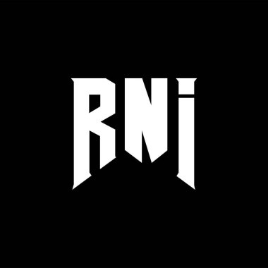 Teknoloji şirketi için RNI harf logosu tasarımı. RNI logo tasarımı siyah ve beyaz renk kombinasyonu. RNI logosu, RNI vektörü, RNI tasarımı, RNI simgesi, RNI alfabesi. RNI tipografi logosu tasarımı.