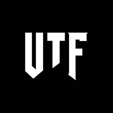 UTF letter logo design for technology company. UTF logo design black and white color combination. UTF logo, UTF vector, UTF design, UTF icon, UTF alphabet. UTF typography logo design. clipart