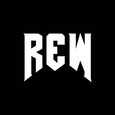 Teknoloji şirketi için REW mektup logosu tasarımı. REW logo tasarımı siyah ve beyaz renk kombinasyonu. REW logosu, REW vektörü, REW tasarımı, REW simgesi, REW alfabesi. REW tipografi logosu tasarımı.