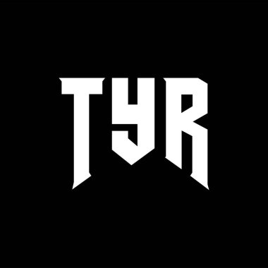 Teknoloji şirketi için TYR harf logosu tasarımı. TYR logo tasarımı siyah ve beyaz renk kombinasyonu. TYR logosu, TYR vektörü, TYR dizaynı, TYR simgesi, TYR alfabesi. TYR tipografi logo tasarımı.