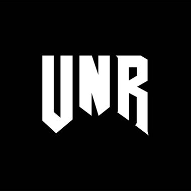 Teknoloji şirketi için UNR harf logosu tasarımı. UNR logo tasarımı siyah ve beyaz renk kombinasyonu. UNR logosu, UNR vektörü, UNR tasarımı, UNR simgesi, UNR alfabesi. UNR tipografi logosu tasarımı.