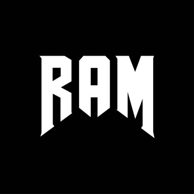 Teknoloji şirketi için RAM mektup logosu tasarımı. RAM logo tasarımı siyah ve beyaz renk kombinasyonu. RAM logosu, RAM vektörü, RAM tasarımı, RAM simgesi, RAM alfabesi. RAM tipografi logosu tasarımı.