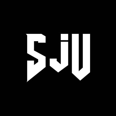 Teknoloji şirketi için SJU mektup logosu tasarımı. SJU logo tasarımı siyah ve beyaz renk kombinasyonu. SJU logosu, SJU vektörü, SJU dizaynı, SJU simgesi, SJU alfabesi. SJU tipografi logosu tasarımı.