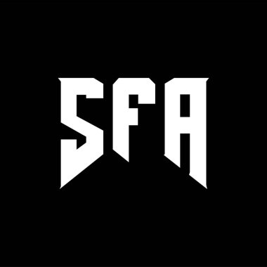 Teknoloji şirketi için SFA mektup logosu tasarımı. SFA logo tasarımı siyah ve beyaz renk kombinasyonu. SFA logosu, SFA vektörü, SFA tasarımı, SFA simgesi, SFA alfabesi. SFA tipografi logosu tasarımı.