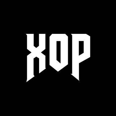 Teknoloji şirketi için XOP harf logosu tasarımı. XOP logosu siyah ve beyaz renk kombinasyonu tasarladı. XOP logosu, XOP vektörü, XOP tasarımı, XOP simgesi, XOP alfabesi. XOP tipografi logosu tasarımı.