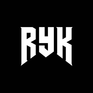 Teknoloji şirketi için RYK mektup logosu tasarımı. RYK logo tasarımı siyah-beyaz renk kombinasyonu. RYK logosu, RYK vektörü, RYK tasarımı, RYK simgesi, RYK alfabesi. RYK tipografi logosu tasarımı.