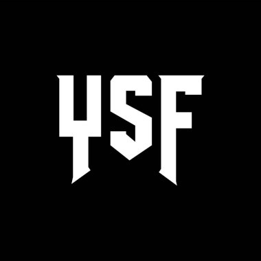 Teknoloji şirketi için YSF mektup logosu tasarımı. YSF logo tasarımı siyah ve beyaz renk kombinasyonu. YSF logosu, YSF vektörü, YSF tasarımı, YSF simgesi, YSF alfabesi. YSF tipografi logosu tasarımı.