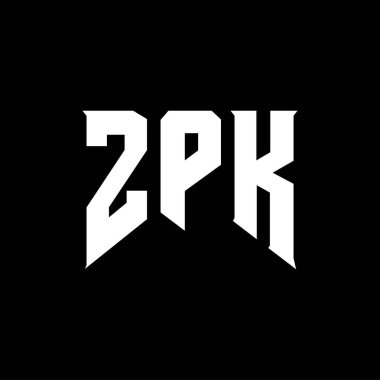 Teknoloji şirketi için ZPK harf logosu tasarımı. ZPK logo tasarımı siyah ve beyaz renk kombinasyonu. ZPK logosu, ZPK vektörü, ZPK tasarımı, ZPK simgesi, ZPK alfabesi. ZPK tipografi logosu tasarımı.