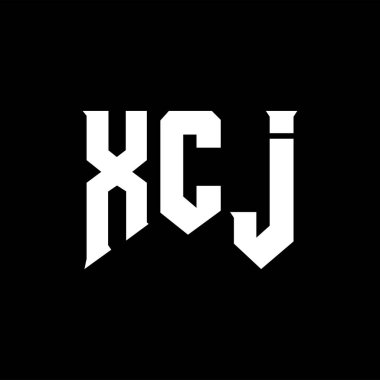 Teknoloji şirketi için XCJ harf logosu tasarımı. XCJ logo tasarımı siyah ve beyaz renk kombinasyonu. XCJ logosu, XCJ vektörü, XCJ tasarımı, XCJ simgesi, XCJ alfabesi. XCJ tipografi logo tasarımı.