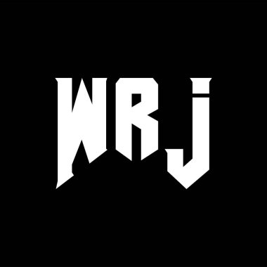 WRJ teknoloji şirketi için mektup logosu tasarımı. WRJ logo tasarımı siyah ve beyaz renk kombinasyonu. WRJ logosu, WRJ vektörü, WRJ tasarımı, WRJ simgesi, WRJ alfabesi. WRJ tipografi logosu tasarımı.