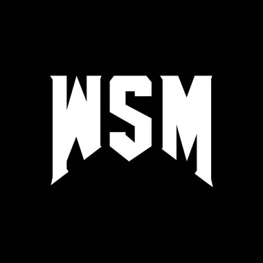 Teknoloji şirketi için WSM mektup logosu tasarımı. WSM logo tasarımı siyah ve beyaz renk kombinasyonu. WSM logosu, WSM vektörü, WSM tasarımı, WSM simgesi, WSM alfabesi. WSM tipografi logosu tasarımı.