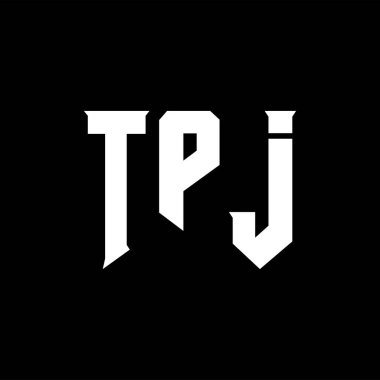 Teknoloji şirketi için TPJ mektup logosu tasarımı. TPJ logo tasarımı siyah ve beyaz renk kombinasyonu. TPJ logosu, TPJ vektörü, TPJ tasarımı, TPJ simgesi, TPJ alfabesi. TPJ tipografi logo tasarımı.