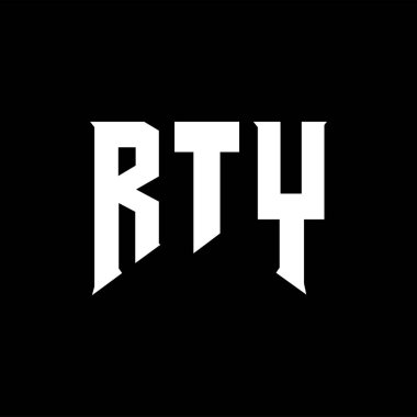 Teknoloji şirketi için RTY harf logosu tasarımı. RTY logo tasarımı siyah ve beyaz renk kombinasyonu. RTY logosu, RTY vektörü, RTY tasarımı, RTY simgesi, RTY alfabesi. RTY tipografi logosu tasarımı.