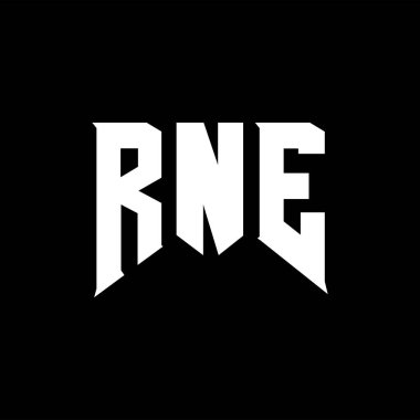 RNE letter logo design for technology company. RNE logo design black and white color combination. RNE logo, RNE vector, RNE design, RNE icon, RNE alphabet. RNE typography logo design. clipart