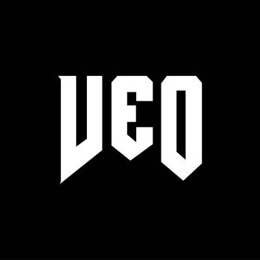 Teknoloji şirketi için VEO mektup logosu tasarımı. VEO logo tasarımı siyah ve beyaz renk kombinasyonu. VEO logosu, VEO vektörü, VEO tasarımı, VEO simgesi, VEO alfabesi. VEO tipografi logosu tasarımı.