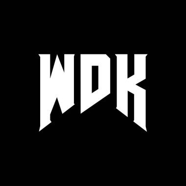 WDK teknoloji şirketi için mektup logosu tasarımı. WDK logo tasarımı siyah ve beyaz renk kombinasyonu. WDK logosu, WDK vektörü, WDK tasarımı, WDK simgesi, WDK alfabesi. WDK tipografi logosu tasarımı.